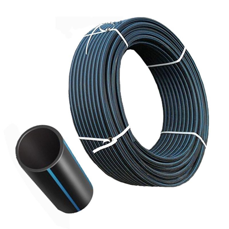 Труба ПНД 20х2,0/черная с синей полосой, м.пог, Россия